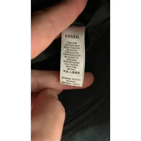 Fossil Women's Black Leather Crossbody Bag Medium Gold Hardware - Picture 8 of 8